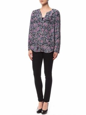 Joie Purple Floral Long-Sleeve Blouse